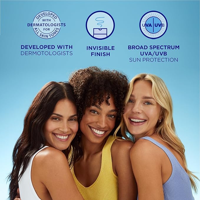 Coppertone Every Tone Invisible Finish Brightening UV Defense Face Sunscreen SPF 60+ with Niacinamide, Lightweight, Blends in Clear Sunscreen for All Skin Tones, 1.7 Fl Oz Pump Bottle