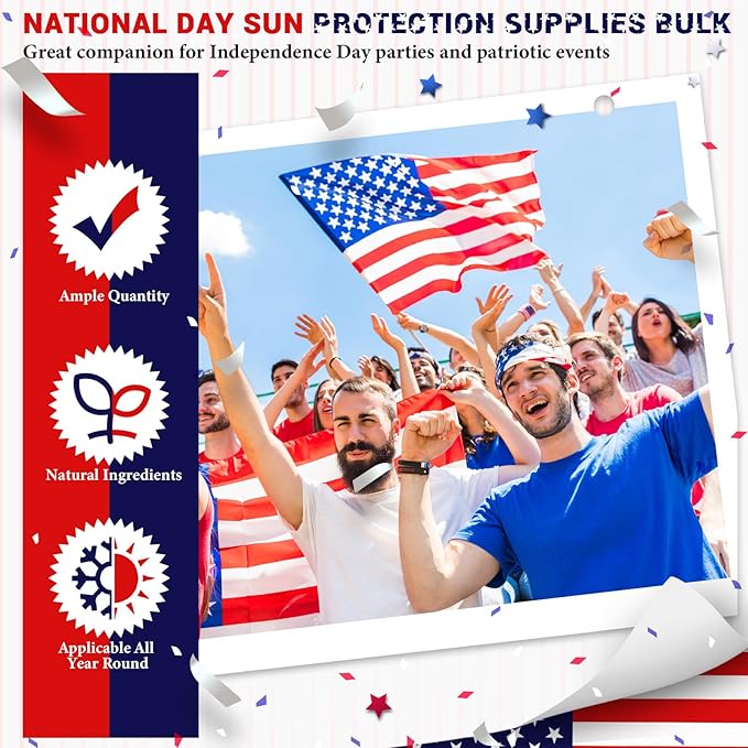 12 Sets 4th of July Party Supplies Bulk Spf 30 Travel Size Mini Sunscreen and Sunscreen Lip Balms for Thank You Gifts Summer Party Supplies