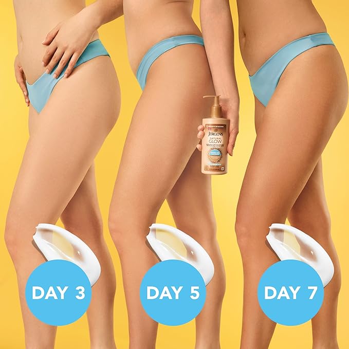 Jergens Natural Glow Hydra Gel Moisturizer, Hyaluronic Acid Tanning Lotion, Hydrating Tanning Gel, Fragrance-Free Self Tanner, Fair to Medium Skin Tones, 8.3 Fl Oz