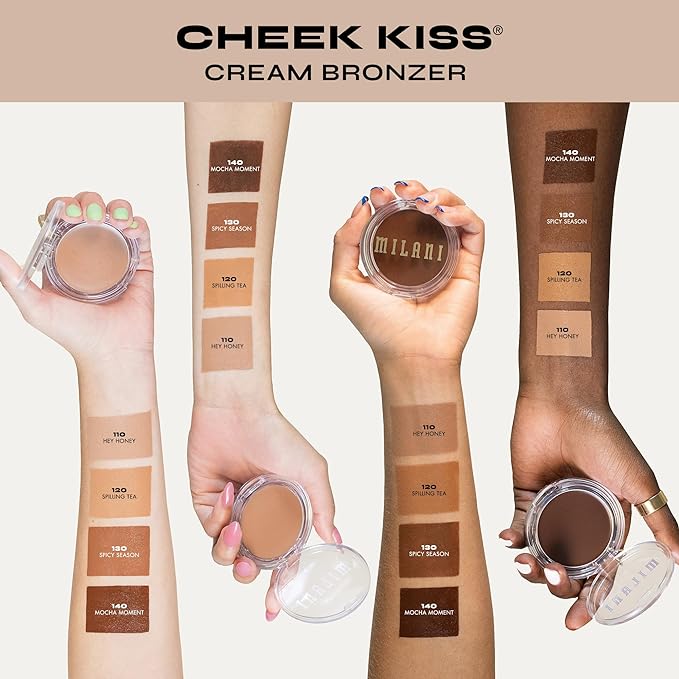 Milani Cheek Kiss Cream Bronzer, 140 - Mocha Moment, Vegan & Cruelty-Free, Made in Korea, Lightweight Glow, Soft Matte Finish