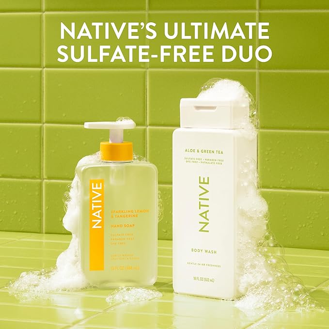 Native Body Wash Contains Naturally Derived Ingredients | For Women & Men, Sulfate, Paraben, & Dye Free Leaving Skin Soft and Hydrated |Aloe & Green Tea 18 oz