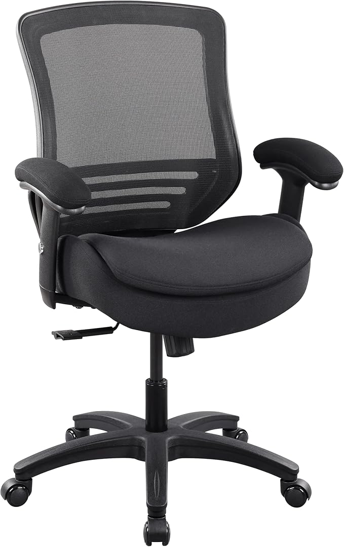 BOLISS 400lbs Mid Back Mesh Ergonomic Super Soft Wide Cushion Office Computer Desk Chair Adjustable Arms(Black)