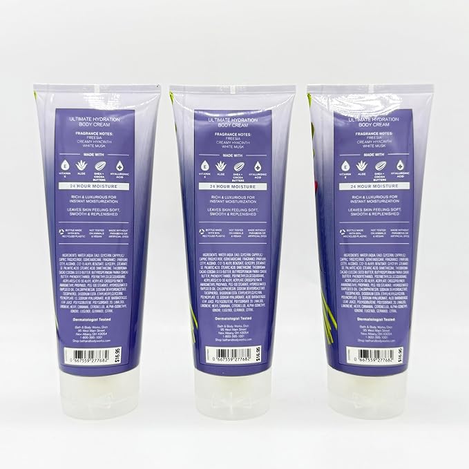 Bath & Body Works Freesia 8-Ounce Ultimate Hydration Body Cream 3-Piece Set