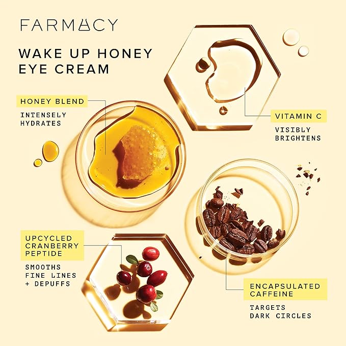Farmacy Brighten + Smooth Radiance Set - 10% Vitamin C Face Serum (5ml), 3% TXA Brightening Toner (50ml), Wake Up Honey Vitamin C Eye Cream (15ml)