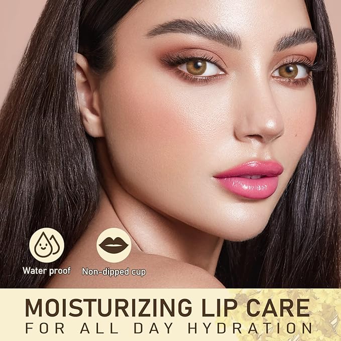 Tinted Lip Balm Flower Lipstick Tinted Lip Gloss Long Lasting PH Lipstick Color Changing Lipsticks Natural Chapstick, Glitter Pink Lip Stick, Purple Flower