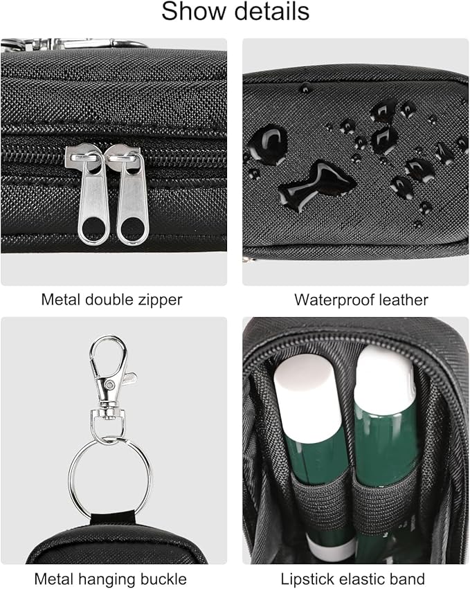 Chapstick Holder Bag Small Lip Balm Sleeve Pouch Lipstick Portable Storage Bag Lip Gloss Case With Hook Accessories
