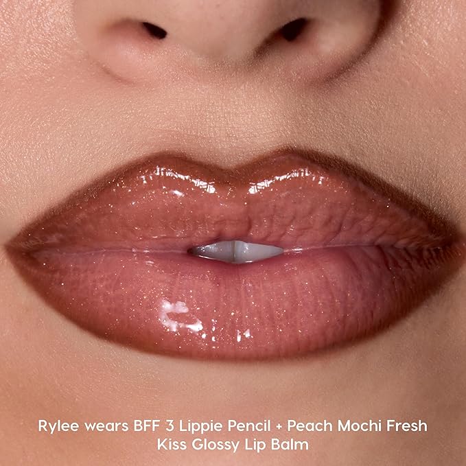 ColourPop Fresh Kiss Glossy Lip Balm - Hydrating Lip Care Enriched with Peptides + Hyaluronic Acid - Pearlescent Shimmer Finish - Vegan + Cruelty-Free - Peach Mochi (0.49 oz)