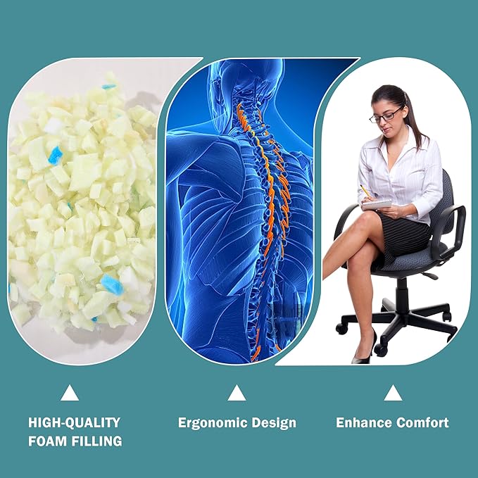 ROYALAY 2 Pcs Neck Pillow Lumbar Support for Recliner, Back Pillow for Chair with Adjustable Headrest Pillow, Back Rest Pillow for Office Chairs, Recliners,Sofa, Couch, Brown