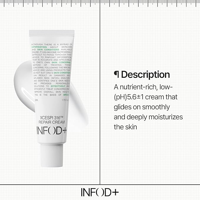 INFODPLUS Korean Skin Care Sensitive Face Cream, Lightweight Moisturizer with Ceramides & Panthenol, Skin Barrier Support & Deep Hydration, Low pH Daily Cream for AM/PM Use, 50ml
