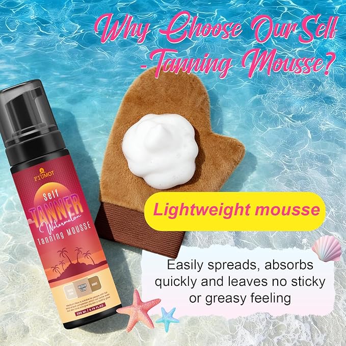Self-Tanning Mousse for a Natural, Sun-Kissed Glow – Fast-Drying, Streak-Free, Long-Lasting Formula, 6.76 FL