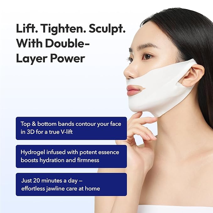 AVAJAR Chin Lifting Mask, Premium V Line Lifting Mask Anti-aging Collagen Face Mask for Women Jawline Shaper Double Chin Mask with Hyaluronic Acid, Rejubebe™ and Centella asiatica (5PCS)