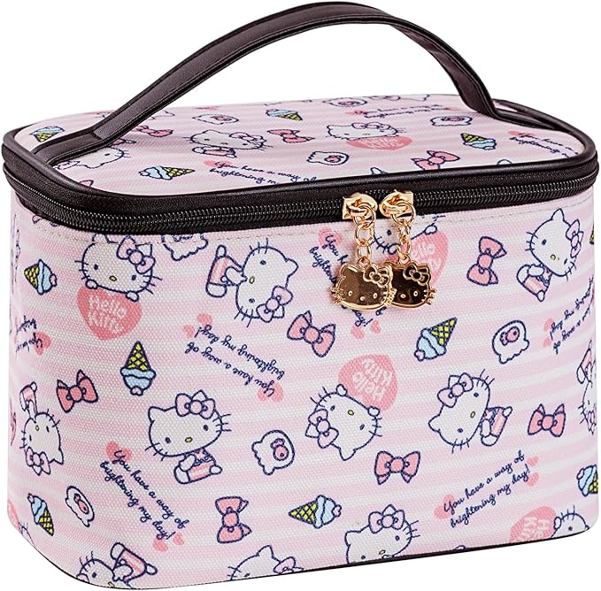 AmBealla Cosmetic Bag Large Makeup Bags Pink Travel Case with Makeup Brush Holder,Cosmetic Organizer for Women,Toiletry Bag for Skincare&Beauty Tools Sweet Cute for Girls