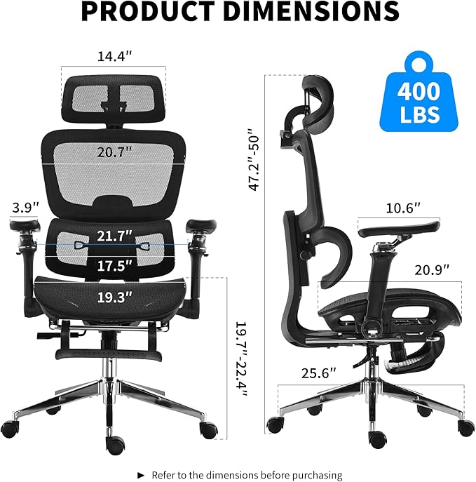 Mesh Ergonomic Office Chair with 6D Armrests,High Back Mesh Gaming Chair with Lumbar Support,Adjustable 3D Headrest for Home Office Desk Chair(Executive, Black)
