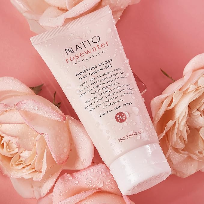 Natio Australia Rosewater Hydration Moisture Boost Day Cream-Gel, 2.5 oz - Face Cream with Shea Butter - Face Moisturizer for All Skin Types