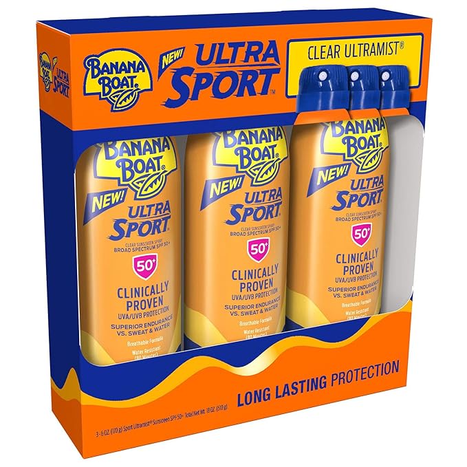 Banana Boat UltraMist Sport Sunscreen High UVA, SPF 50 6 oz (177 ml) (Pack of 3)