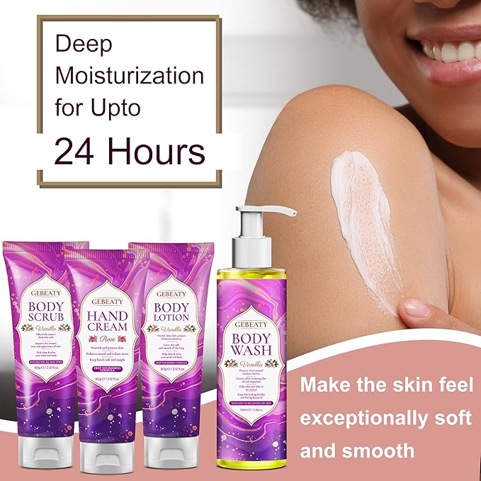 Spa Bath Sets for Women Gift,Stress Relief & Relaxing Body Wash Bath Set,Vanilla Home Spa Basket Gifts Set for Woman Mom Wife Her Sister,Unique Self Care Womens Gift ,Birthday Valentines Gifts Women