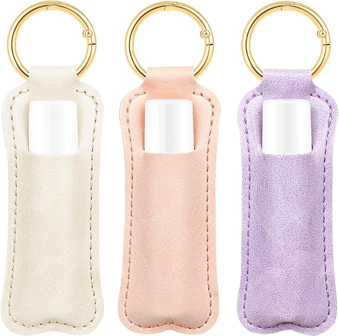 WK IEASON Lip Balm Holder for Chapstick Lipstick Sleeve Keychain,Small Christmas Gifts Stocking Stuffers for Teen Girls Women