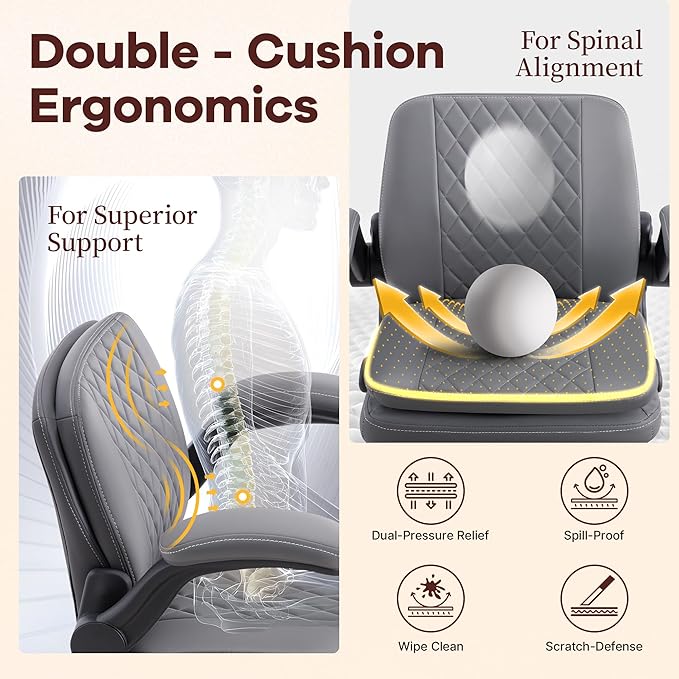 AreShark Cross Legged Office Chair,ADHD Criss Cross Desk Chair with Wheels & Stretchable Rotating Footrest,Height Adjustable Wide Yoga Kneeling Meditation Chair with Flip-up Armrests Back Support