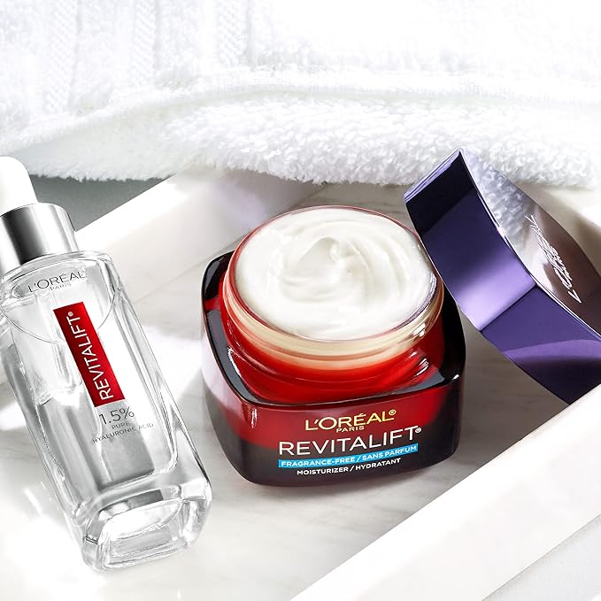 L'Oreal Paris Revitalift 1.5% Pure Hyaluronic Acid Face Serum + Triple Power Anti-Aging Face Moisturizer, 1 kit