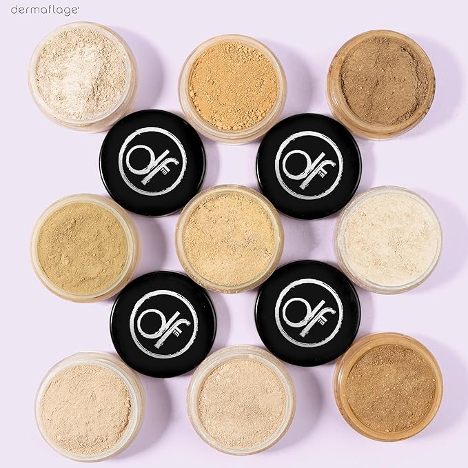 Dermaflage Mineral Powder Foundation - Full Coverage, Talc-Free & Lasting Matte Finish - Natural Ingredients with Antioxidants - Safe for Sensitive Skin & Made in USA - Bronze Medium