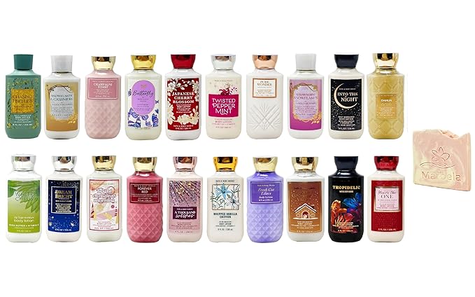 Bath & Body Works 5 Pack Assorted Body Lotion Bundle with a Himalayan Salts Springs Sample Soap
