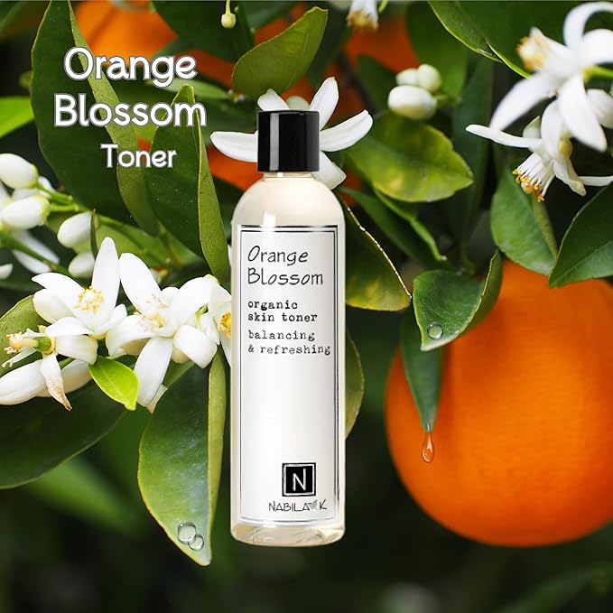 Nabila K Orange Blossom Organic Skin Toner, Soothing, Refreshing, Moisturizing, All Natural, Alcohol-Free, Hypoallergenic, 2.4oz