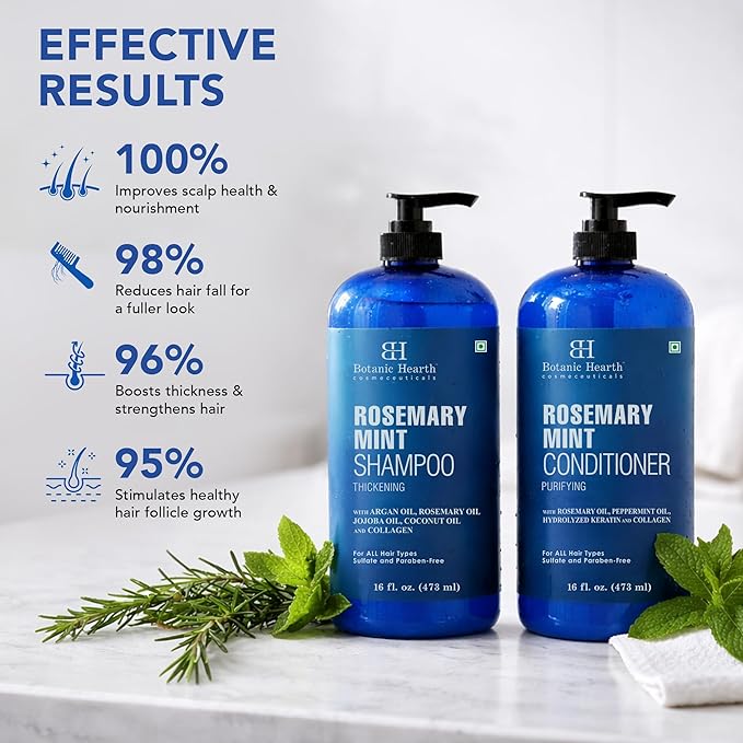 Botanic Hearth Rosemary Mint Shampoo and Conditioner Set, Thickening Formula, Promotes Hair Growth and Scalp Health Sulfate Free & Paraben Free, for Men & Women | 16 fl oz each