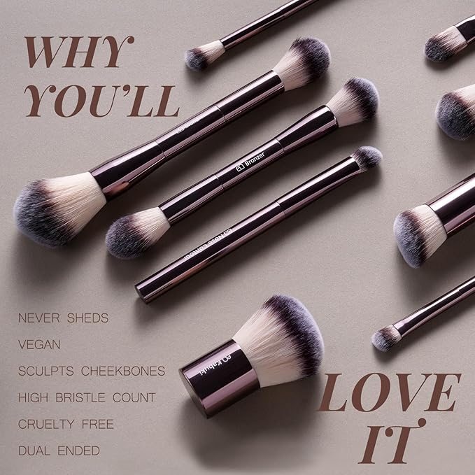 BS-MALL Makeup Brushes Kit – Professional Makeup Tools with Travel Case, Includes Foundation, Powder, Concealer, Lip & Eyeshadow Brushes for Daily Use & Versatile Occasions (Metallic Brown)
