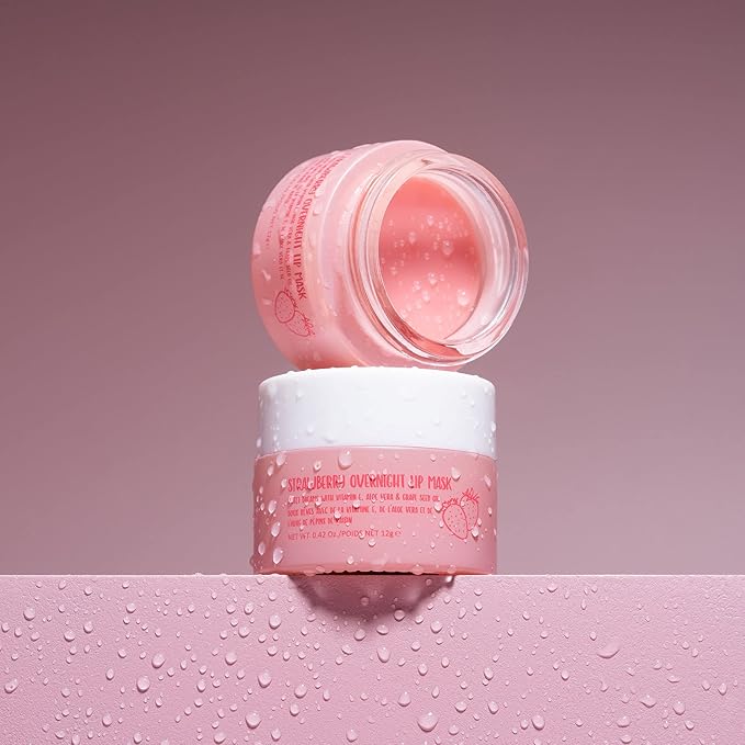 W7 Sweet Dreams Overnight Strawberry Lip Mask - Vitamin E, Aloe Vera and Grape Seed Oil - For Hydrated, Full Looking & Irresistible Lips - 0.42 Fl Oz