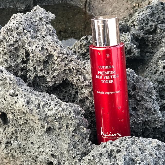 HAION CUTHERA Premium Red Peptide Toner 130mL, Anti-Wrinkle, Natural Ingredients, Volcanic Ash Soil, Turmeric and Small Molecular Peptide, Non-Irritating Tested, Made in Jeju, Made in Korea