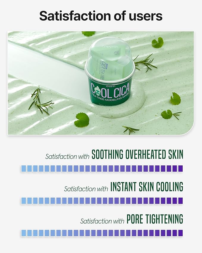 O’earth Cool Cica Tea Tree Modeling Mask + Mild Calming Vegan Toner Pad Bundle