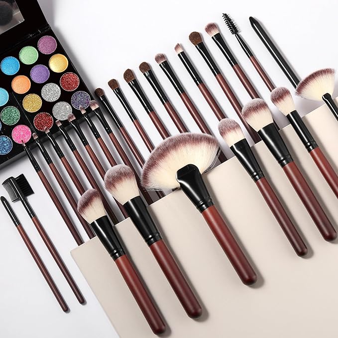 Makeup Brushes Set 26-Piece Makeup Brushes Premium Synthetic Foundation Powder Concealer Blush Eyeshadow Contour Professional Makeup Brush Set with 2 Brush Bags (Makeup brush set with bags)