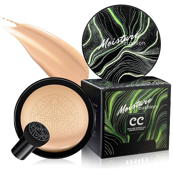 Air Cushion CC Cream Foundation - BB Cream Concealer for Older Women, Foundation Makeup Brightening & Moisturizing Concealer Full Coverage Matte Finish, Tattoo Cover up Makeup Waterproof (Buff Beige)