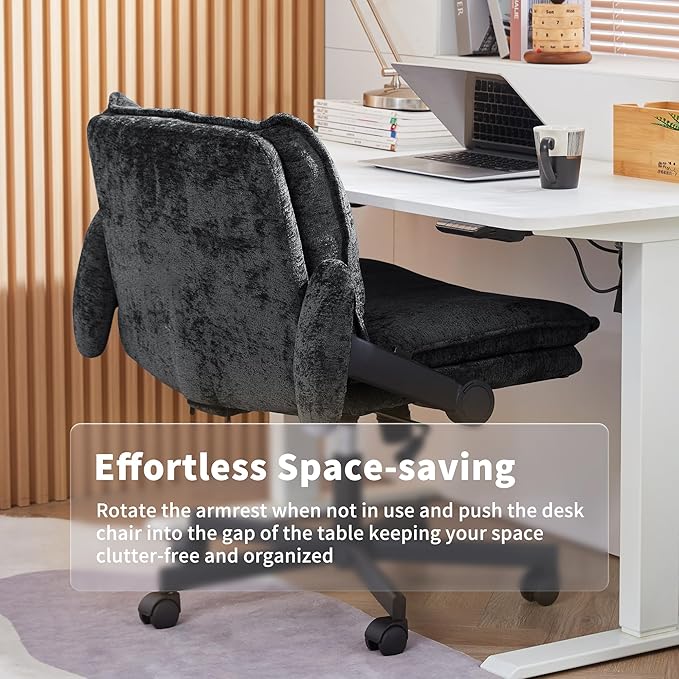 Cross Legged Office Chair, Height Adjustable Swivel Desk Chair with Flip-Up Arms, Padded Criss Cross Chair for Home Office & Bedroom