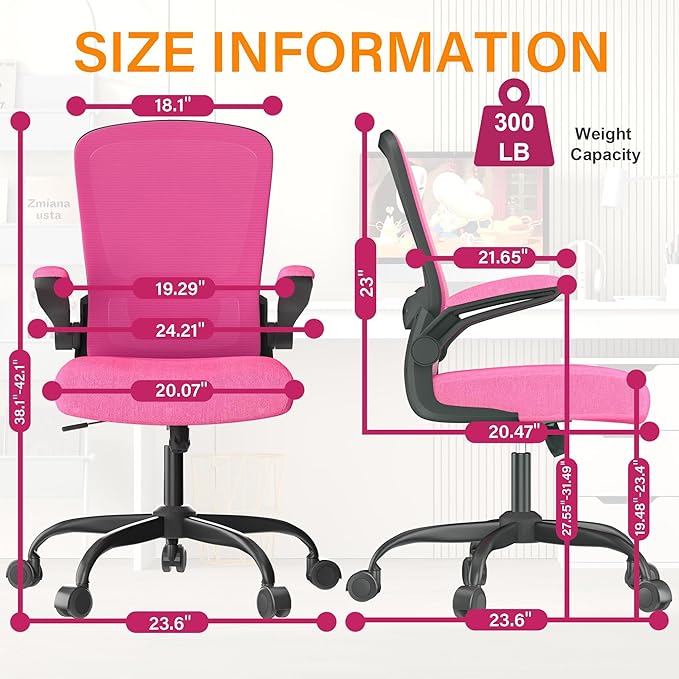 Mimoglad Home Office Desk Chair (Modern, Rose-Carmine)