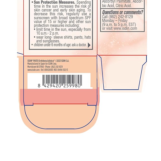 ISDIN Eryfotona Actinica Zinc Oxide sunscreen with 100% mineral UV filter Broad Spectrum SPF 50+, No White Cast, Suitable for Sensitive Skin, travel-size (1.7 Fl Oz)
