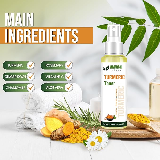 AMVital Turmeric Skincare Bundle – Cleanser, Toner, Cream & Serum for Radiant, Even-Toned Skin