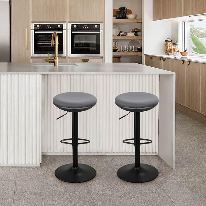 IWMH Standing Desk Stool, Ergonomic Adjustable Height Office Chair, Round 360° Swivel Sit Perching Stool Without Backrest for Bedroom, Kitchen, Living Room (Grey*2)