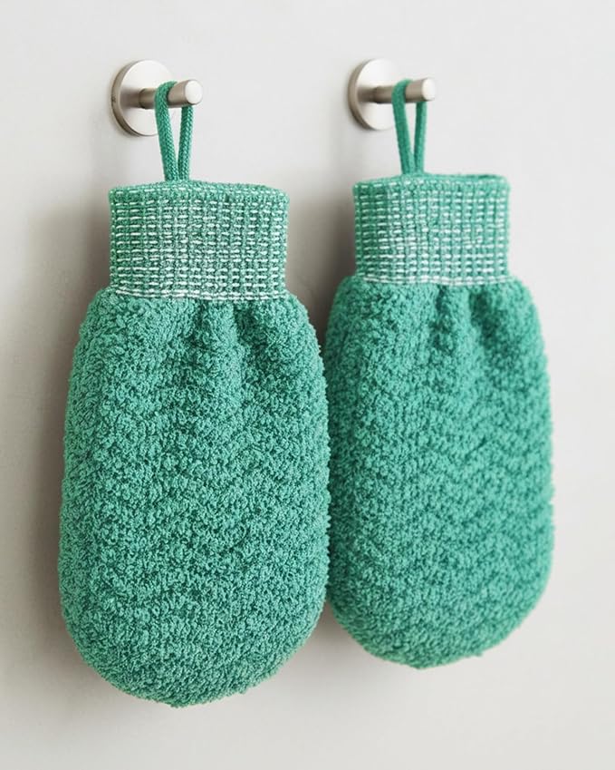 Exfoliating Gloves 2 Pack, Wave Texture Exfoliating Mitt for Dead Skin Remover, Body Scrub Gloves for Bath Shower, Korean Exfoliating Mitt, Loofah Alternative Body Scrubber for Women & Men