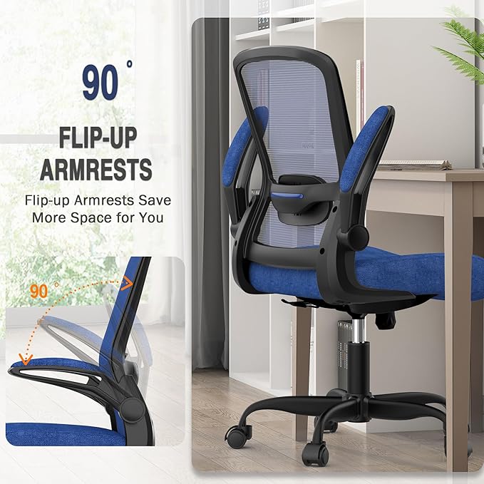 Mimoglad Office Chair, Ergonomic Desk Chair with Adjustable Lumbar Support, High Back Mesh Computer Chair with Flip-up Armrests-Task Chairs, Executive Chair for Home Office