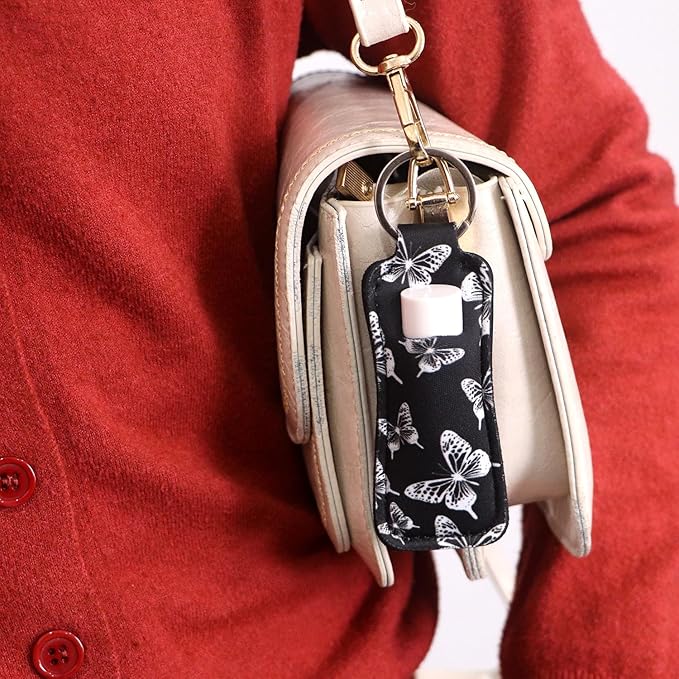 DMLSKY Lip Balm Holder Keychain, Sleeve Pouch for Mini Lipstick, Cute Portable Key Chain Accessories for Lip Gloss