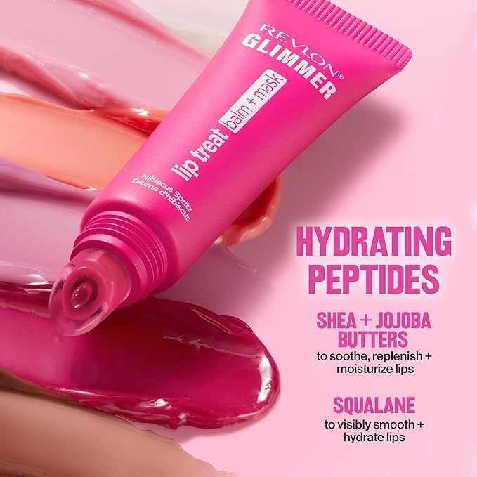 Revlon Glimmer Lip Treat Balm + Mask™, Overnight Peptide Lip Treatment, Hydrating, 004 Lavender Vanilla, 0.4 fl oz