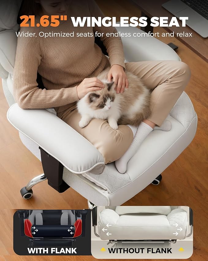 COMHOMA Big and Tall Office Chair with Upgrade Footrest, Heavy Duty Gaming Chair High Back Executive Chair with Spring Lumbar Support for Lower Back Pain Relief, 150°Reclining Adjustable Armrests