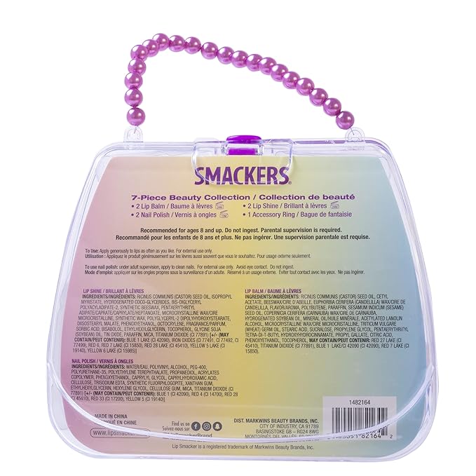 Lip Smacker Unicorn Nail Polish & Flavored Lip Balm Makeup Bag for Girls | Tote | Purse | Christmas Make Up Collection | Holiday Present | Gift for Kids Set of 7