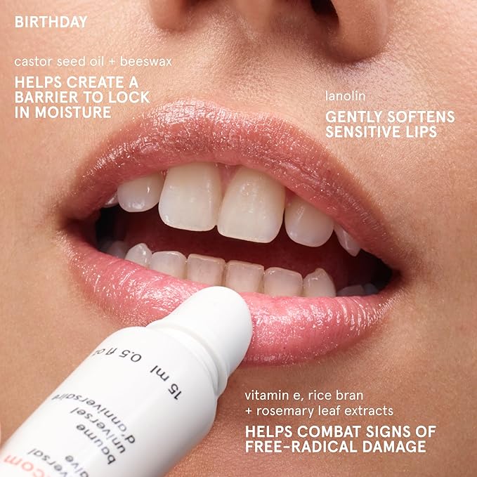 Glossier Balm Dotcom Hydrating Lip Balm - Universal Salve, Up to 12Hr Moisture - Lanolin, Beeswax & Castor Oil for Dry Lips, Cuticles & Skin - Birthday, Clear Soft Shimmer, 15ml