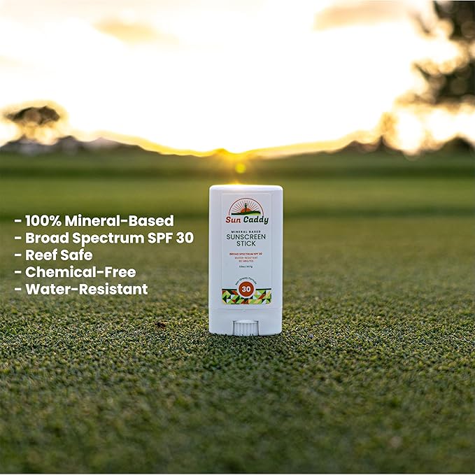 Mineral Sunscreen Stick SPF 30 - Zinc Oxide Sunblock for Golfers & Athletes, Non-Greasy Grip, Sweat Resistant, Travel Size