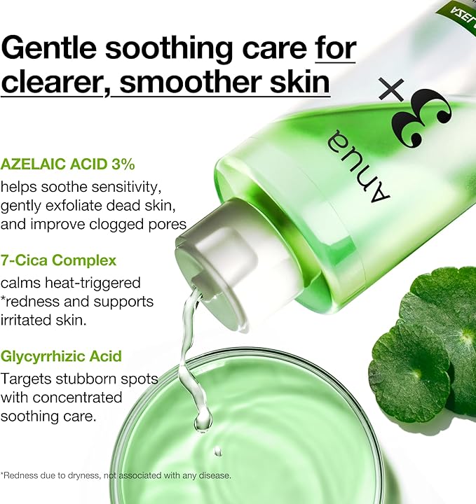 Anua Azelaic Acid 3 CICA Skin Clarifying Toner, Soothing & Clear Care, with Salicylic & Azelaic Acid, Sebum & Spot Care, Suitable for Sensitive Skin, Korean Skincare, 8.45 fl.oz (Pack of 2)