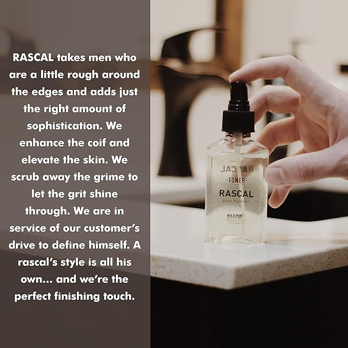 Rascal Face Toner for Men - Sage Oil, Beetroot & Caffeine to Reduce Wrinkles and Clear Away Impurities (3.4 Fl Oz)