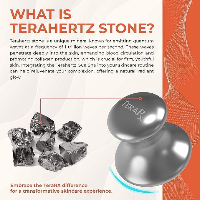 TeraRX® Terahertz Stone Gua Sha & Massage Tools – Authentic Terahertz Tools for Lymphatic Drainage, Tension Relief, and Facial Relaxation (Mushroom Gua Sha)