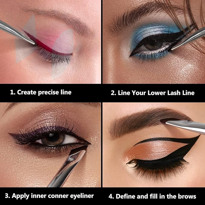 Eyeliner Brow Brush Angled Thin Gel Liner Makeup Brush Fine Point Eyebrow Brushes Flat Brow Tint Brush Kit Applicator Tool